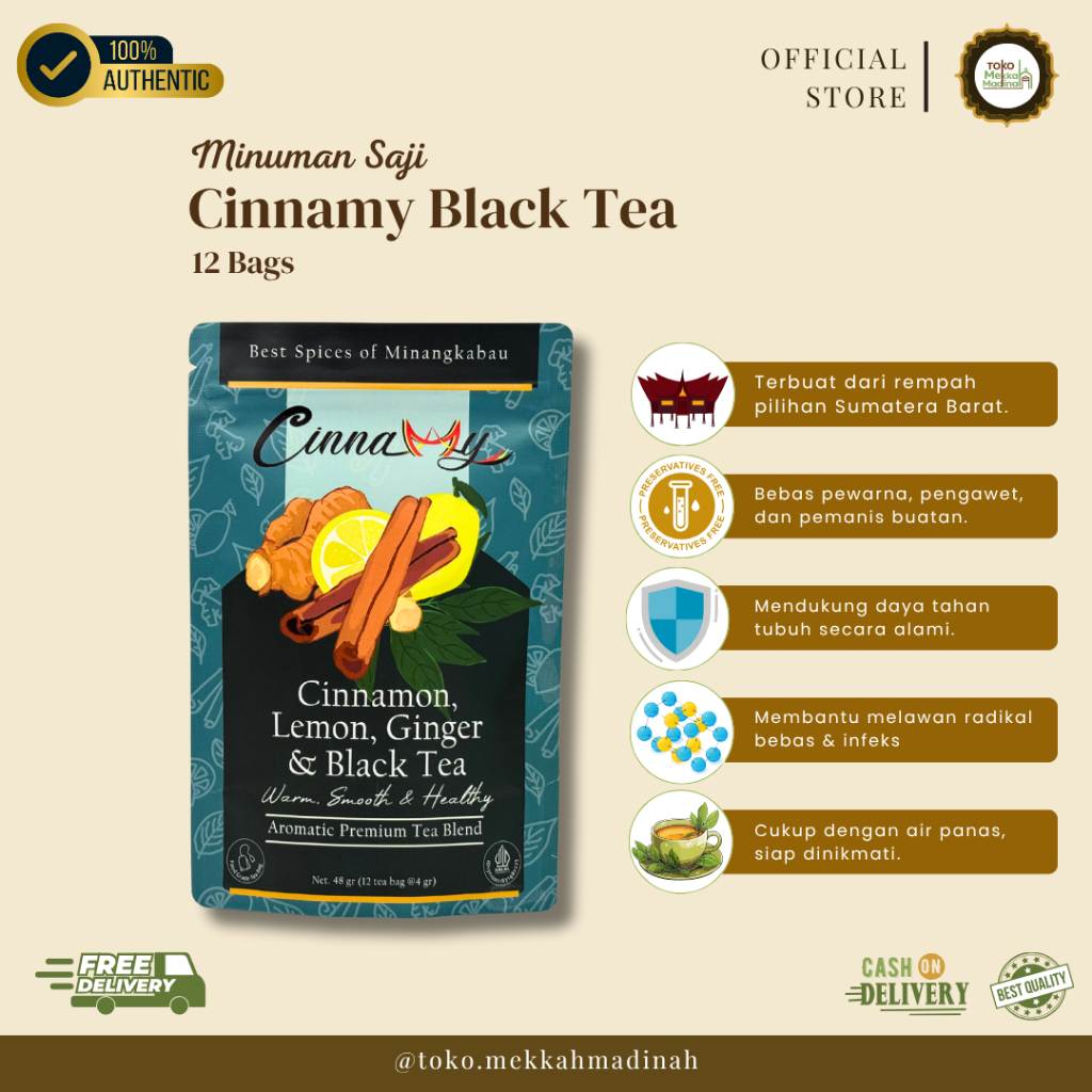 

Cinnamy Black Tea Blend 48 gram (12 tea bag @4 gram)