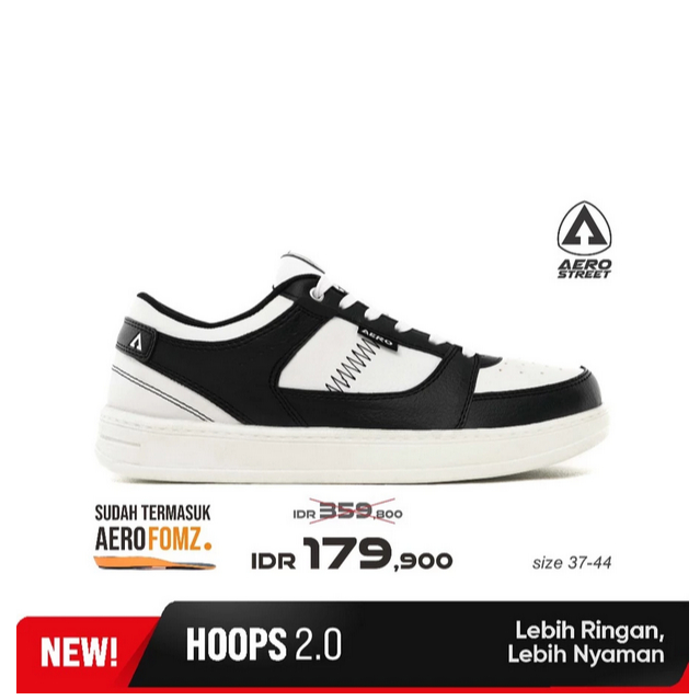mall inline badgeAerostreet 37-44 Hoops Low 2.0 Putih Hitam Putih - Sepatu Sneakers Casual