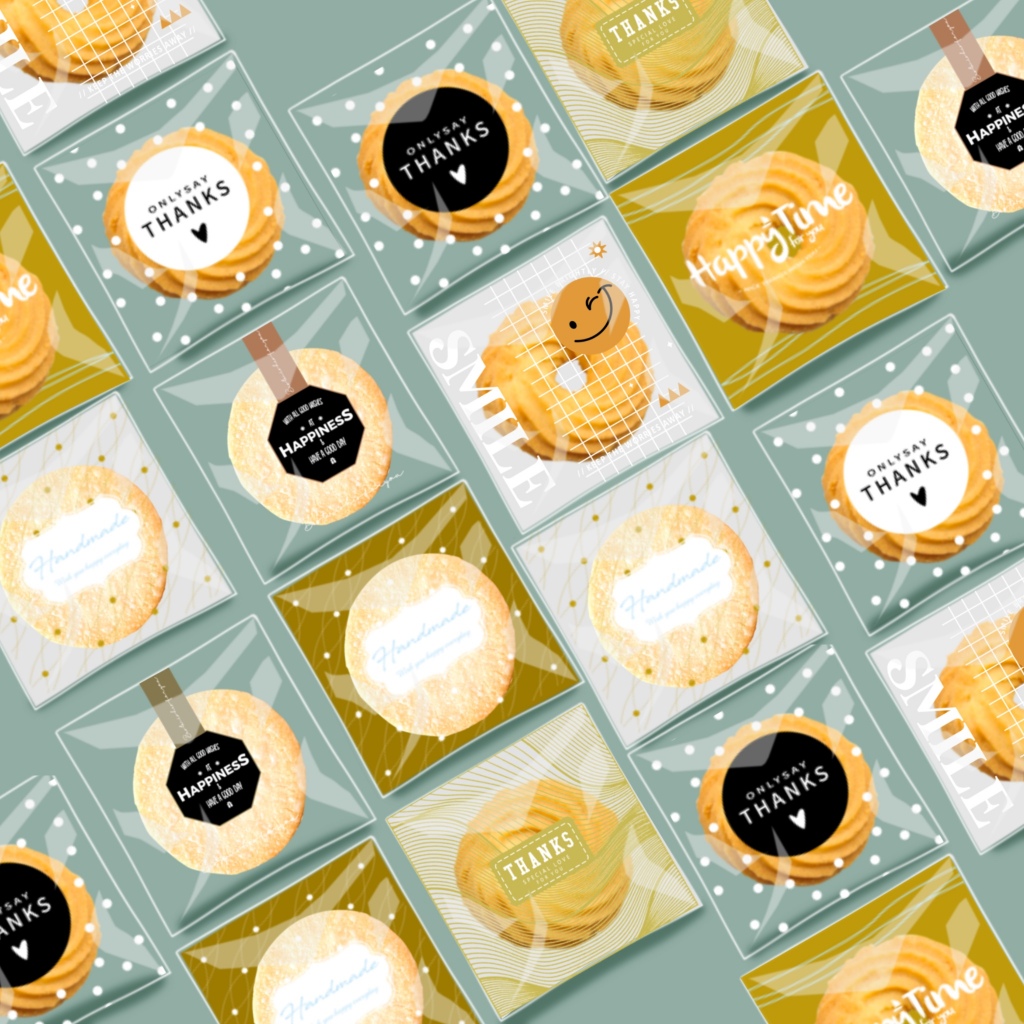 

100Pcs Plastik Roti Motif OPP Food Grade 10x10cm Sudah Dengan Lem Plastik Home made Thank You ucapan lainnya Plastik Kue Cake Roti Tawar Sobek Donat Risoles Bakery Perlengkapan Kue