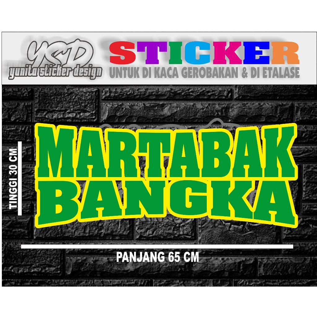 

STICKER TEMPELAN MARTABAK BANGKA MODEL LENGKUNG BERLAPIS WARNA DENGAN UKURAN 65X30 CM MUDAH DIPASANG