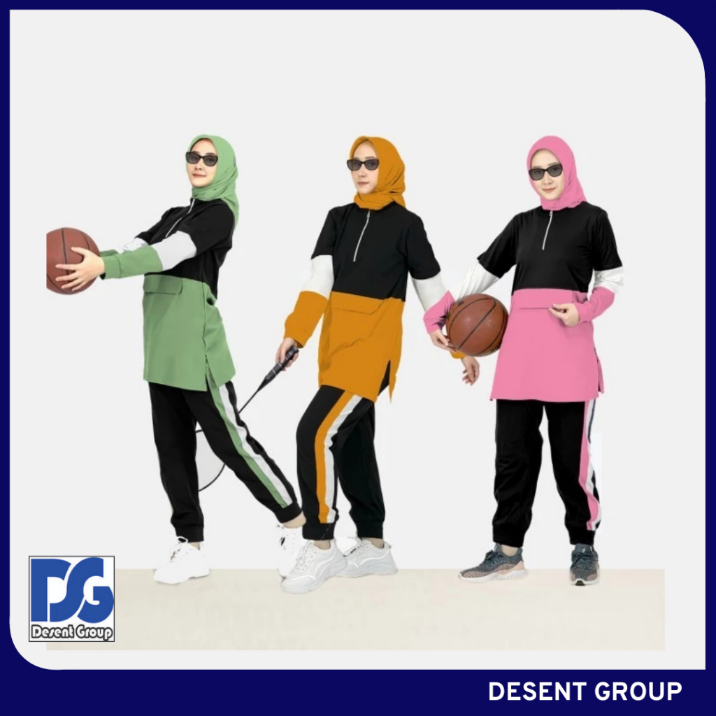 DG | RAVIOS SET – Setelan Training Wanita Muslimah Lengan Panjang Babyterry Adem & Modis