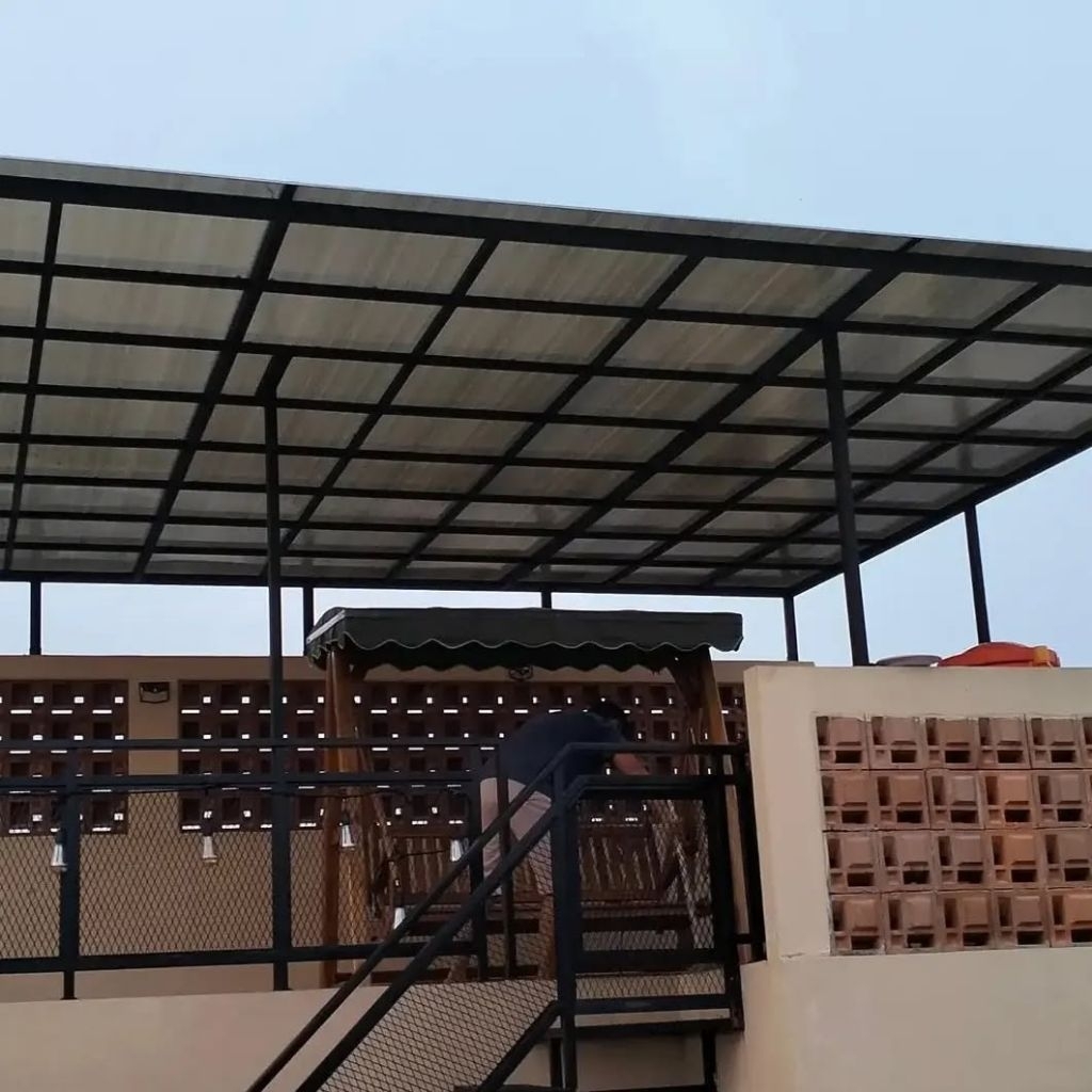 kanopi alderon,rangka besi hollow galvanis