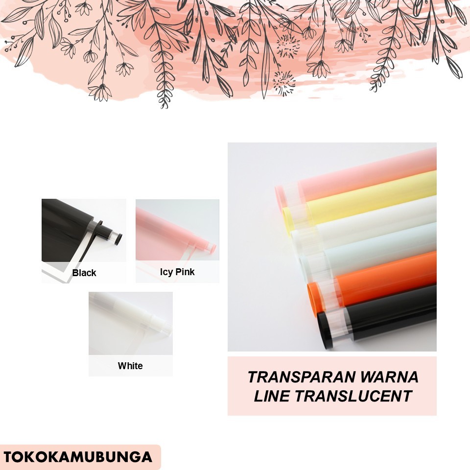 

[5 Lembar] Cellophane Transparan Warna List Translucent | Kertas Buket / Flower Wrapping
