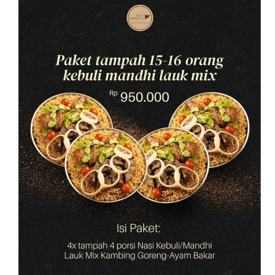 

Paket Nasi Kebuli Kambing-Ayam tampah ber 15