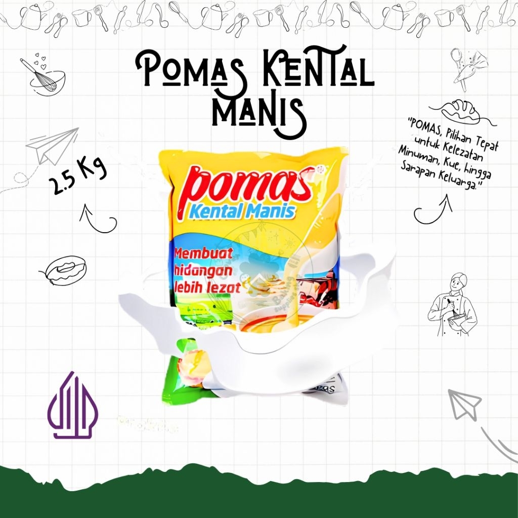 

POMAS Susu Kental Manis 2.5kg | Cocok untuk Minuman, Kue, dan Roti