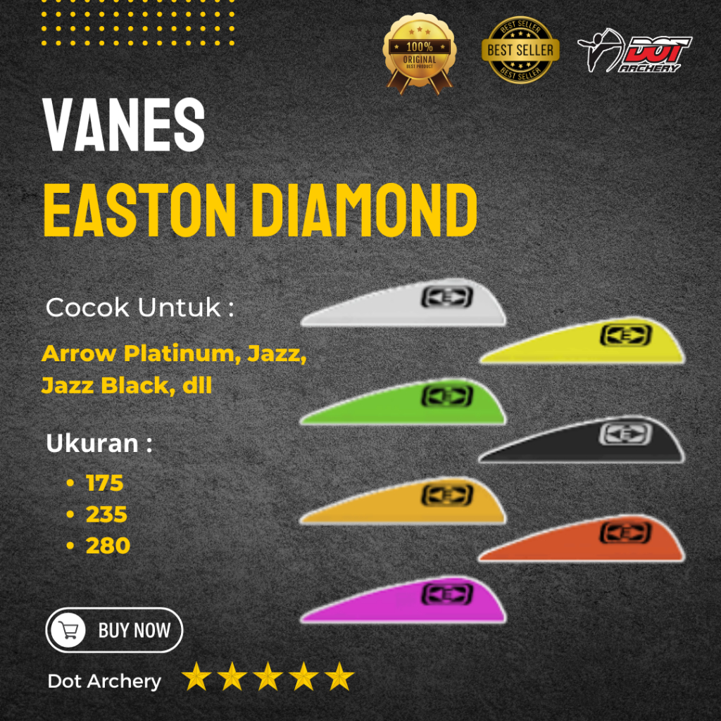 VANES EASTON DIAMOND 235 | PER LUSIN | VANES ARROW EASTON PLATINUM & JAZZ BLACK