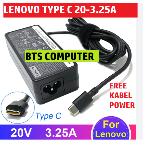 Lenovo Original Adaptor Charger USB-C 65W For  X1 Carbon X1 Tablet, X1 Yoga, Yoga 370  T490 T490S T4