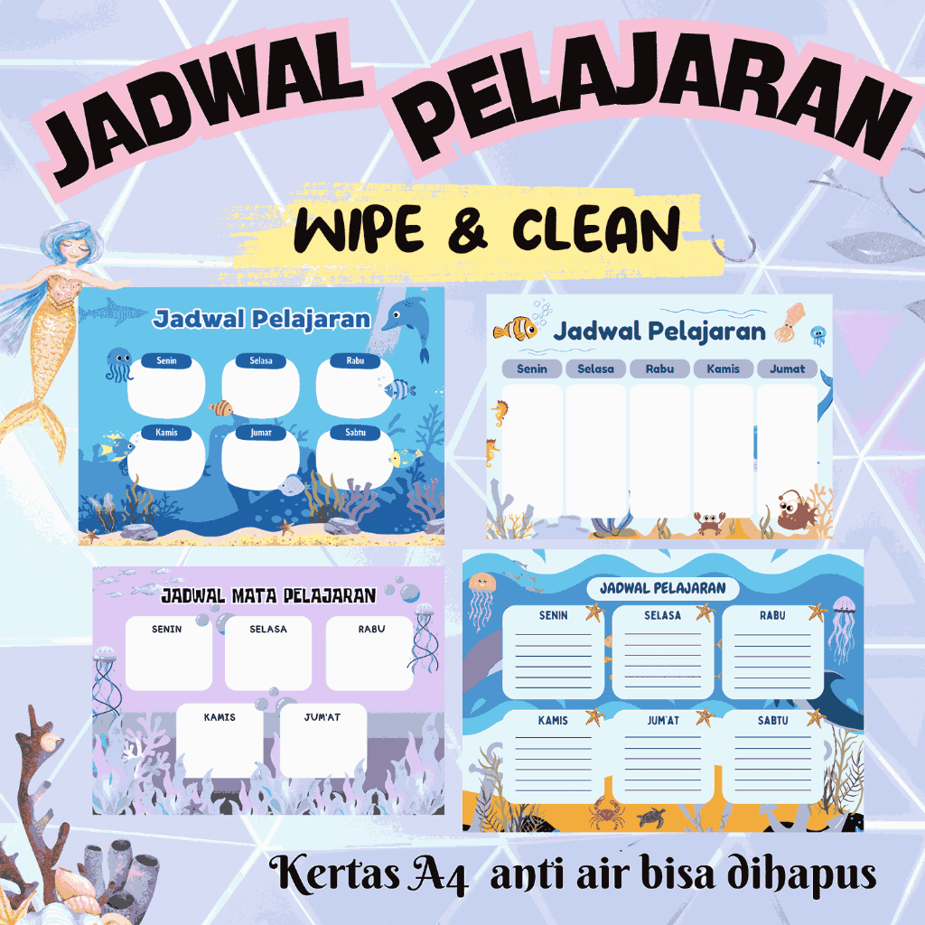 

Jadwal Pelajaran Tema Laut Wipe & Clean A4 Anti Air Bisa Dihapus