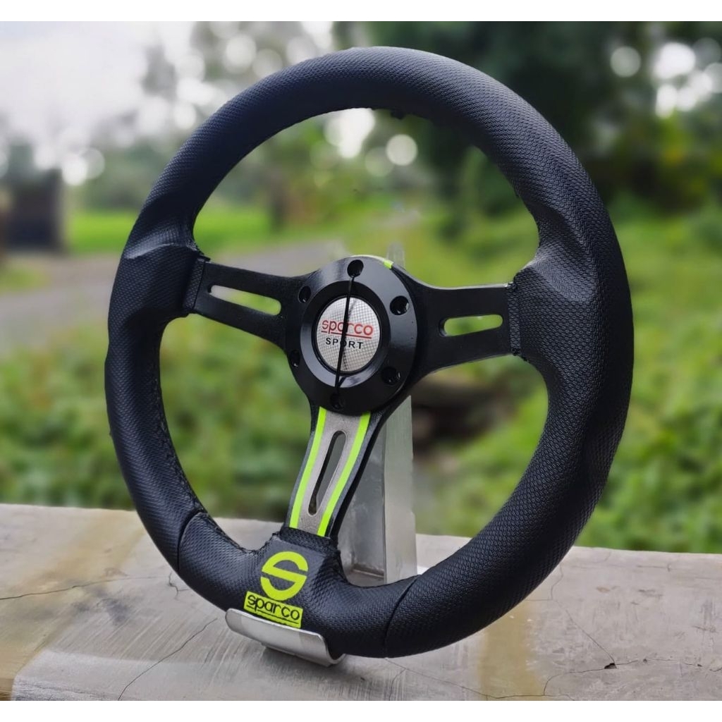 STIR SPARCO GARIS HIJAU SETIR RACING UNIVERSAL MOBIL DAN TRUK