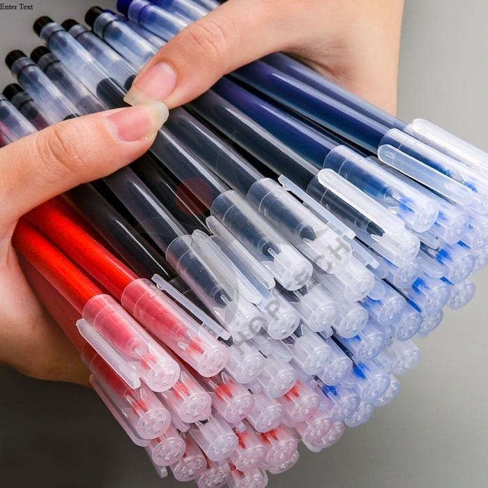 

Hoptech - Pulpen Gel 0.5mm 3 Warna Transparan Simple Murah Alat Tulis Sekolah & Kantor - MERAH