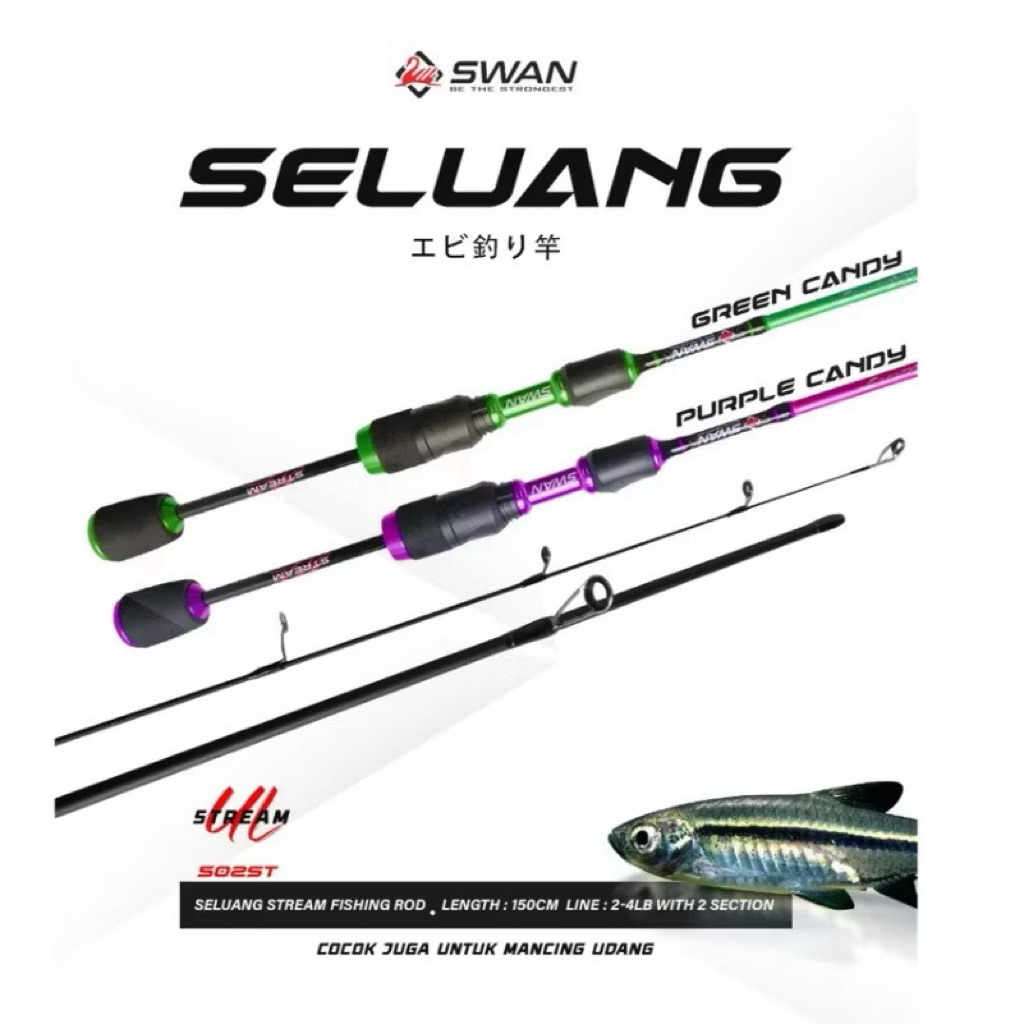 Joran Pancing Swan Seluang Carbon Solid Ultralight UL 150 cm Japan Style