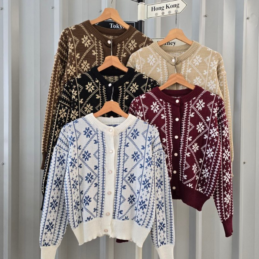 TETRIS ETNIK CARDI/ CARDIGAN RAJUT MOTIF ETNIK PREMI