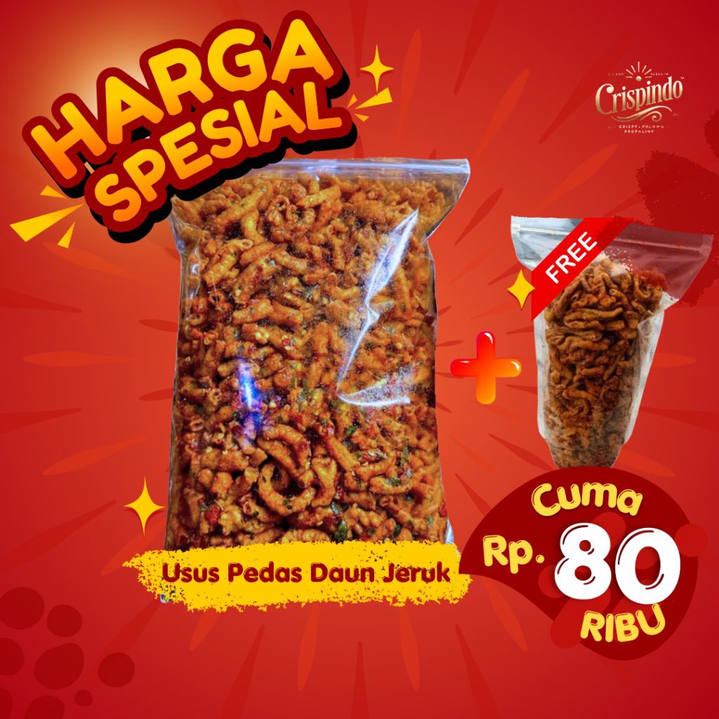 

Kripik Usus Crispy, Snack Keripik Usus 1kg Pedas Daun jeruk, Gurih, Renyah dan Halal CRISPINDO