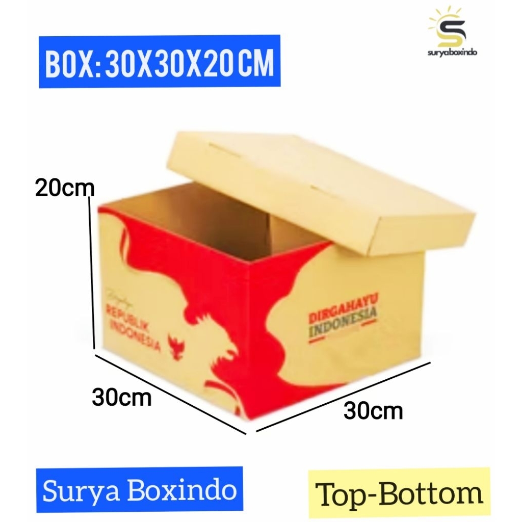 

Box 30x30x20cm (Set Top/Bott Hebee)/Kardus/Tart/Puding/Boneka/Hampers/Paking