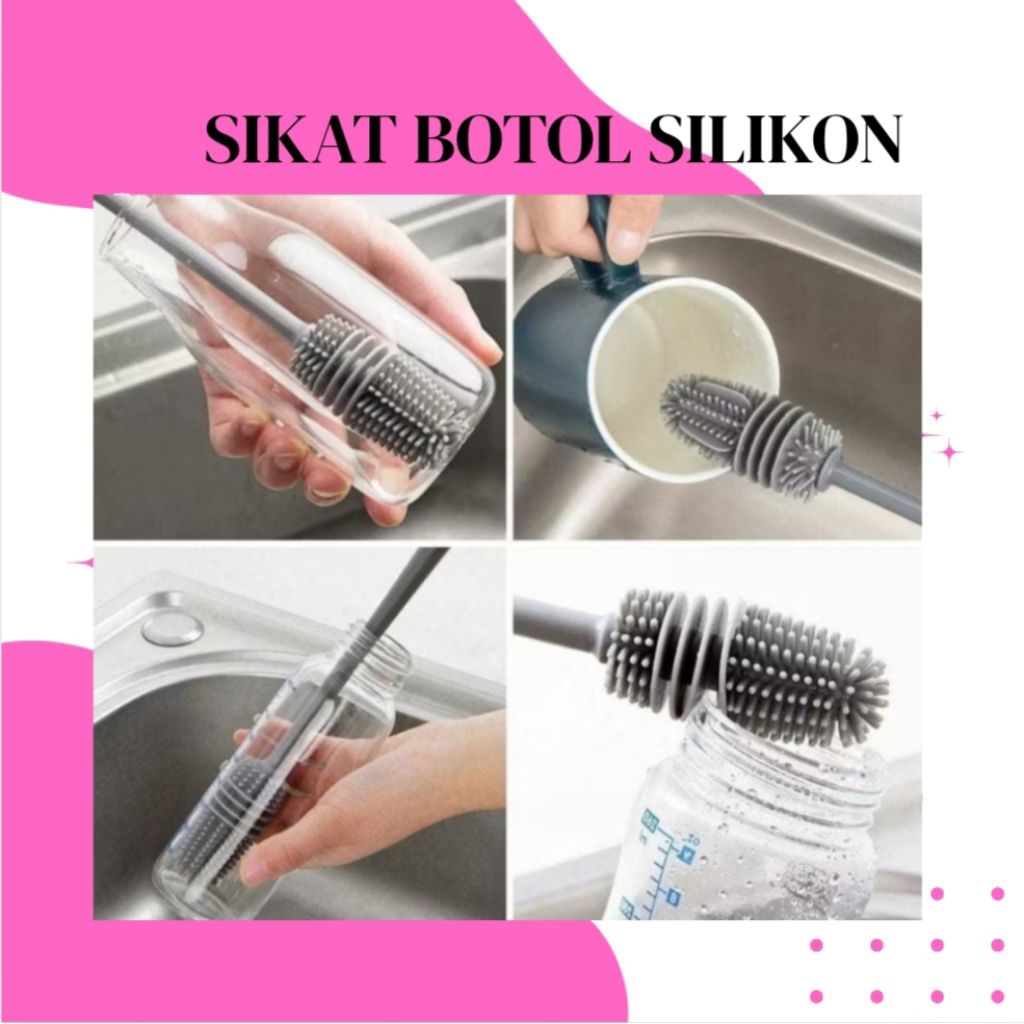 SIKAT BOTOL SILIKON/SIKAT PEMBERSIH BOTOL 3 IN 1/SIKAT CUCI SEMUA