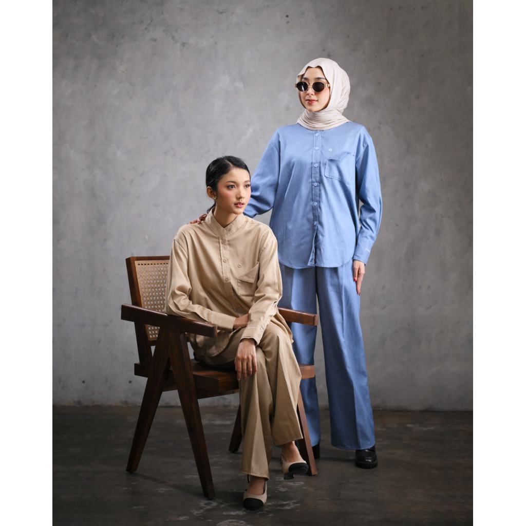 SASHEENA Kayko One Set || Setelan Kemeja || Set Jeans Wanita || Setcel || Set Levis