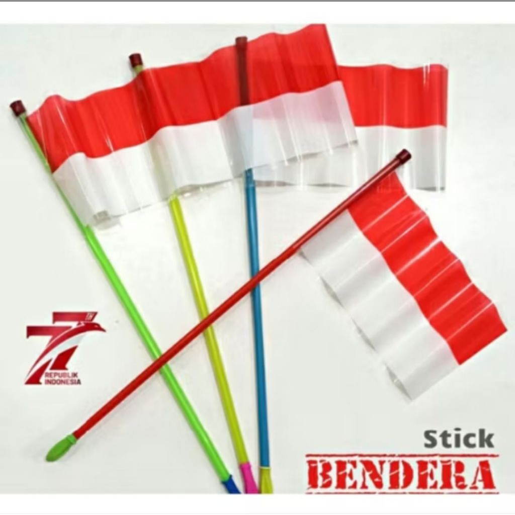 100 pcs bendera plastik - BENDERA MERAH PUTIH PLASTIK ISI 100 PCS - 1 pak bendera plastik merah puti