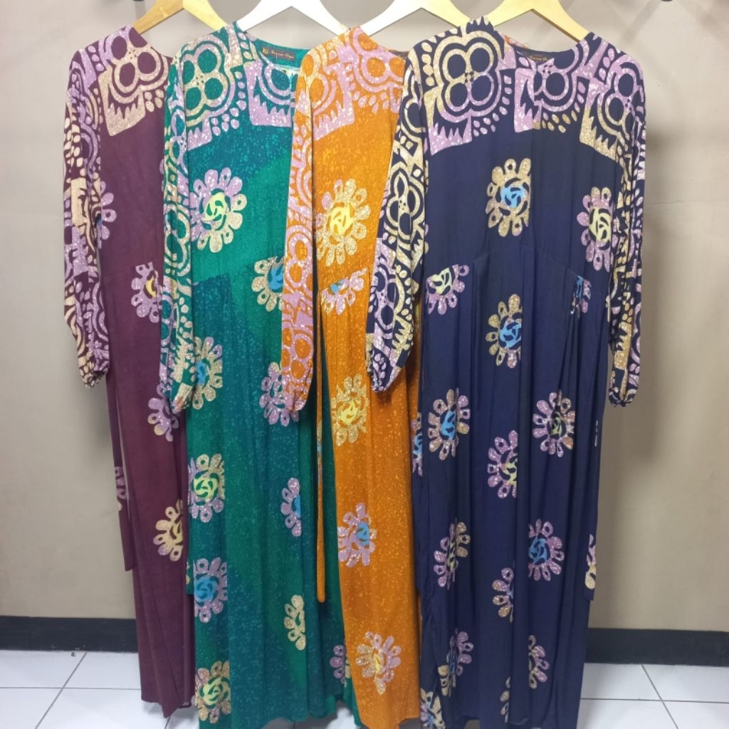Kencana Ungu Daster batik ld 110cm lengan panjang karet busui friendly