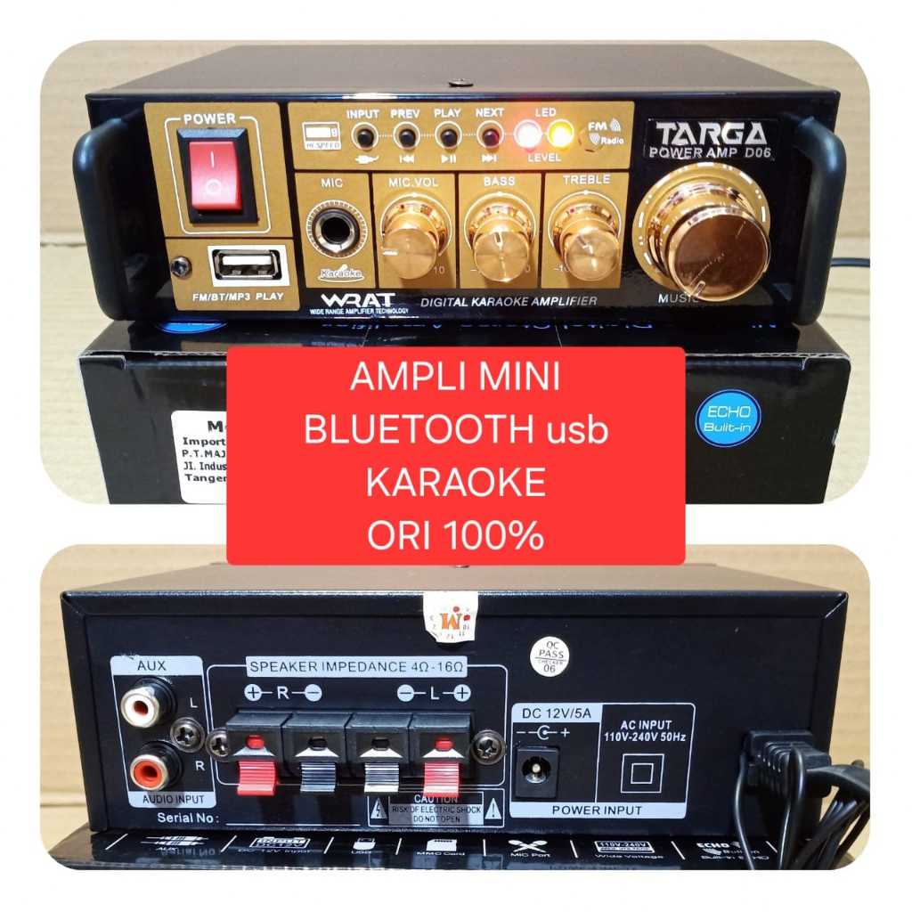 A39 AUDIO POWER AMPLI MINI BLUETOOTH ORI 100% TARGA TOA POWER AMPLIFIER KARAOKE MOBIL RUMAH AC DC ST