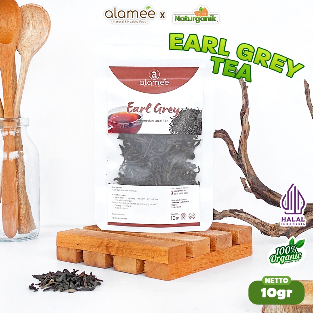 

ALAMEE Earl Grey Black Tea Teh Tradisional Alami Organik Dried Leaf Premium 10gr Naturganik