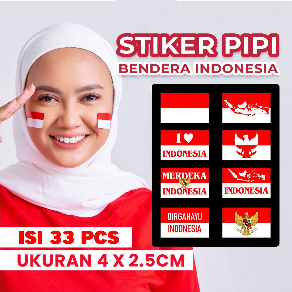 

Stiker PACK TEMPEL di pipi stiker 17 agustus isi 33 PCS Stiker sticker indonesia merdeka