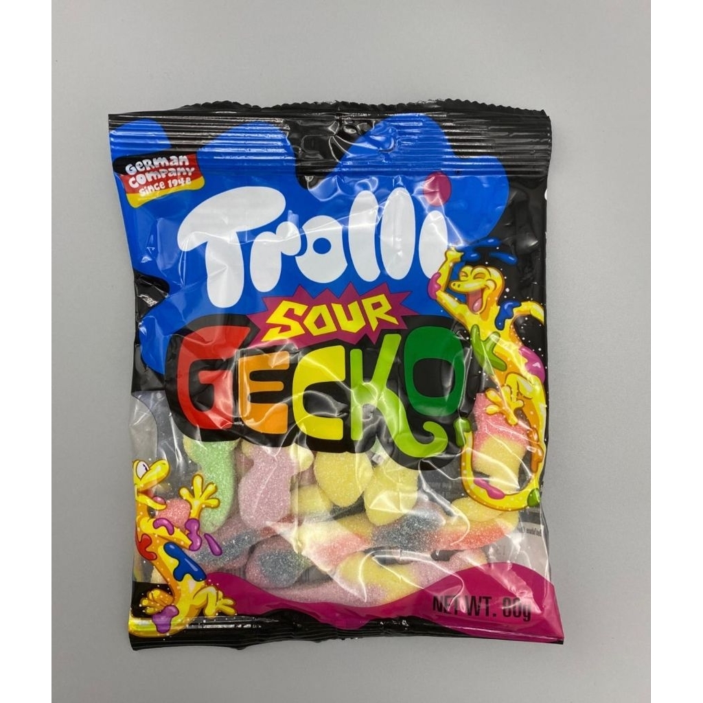 

IMPORT THAILAND PERMEN TROLLI SOUR GECKO 80 GRAMS