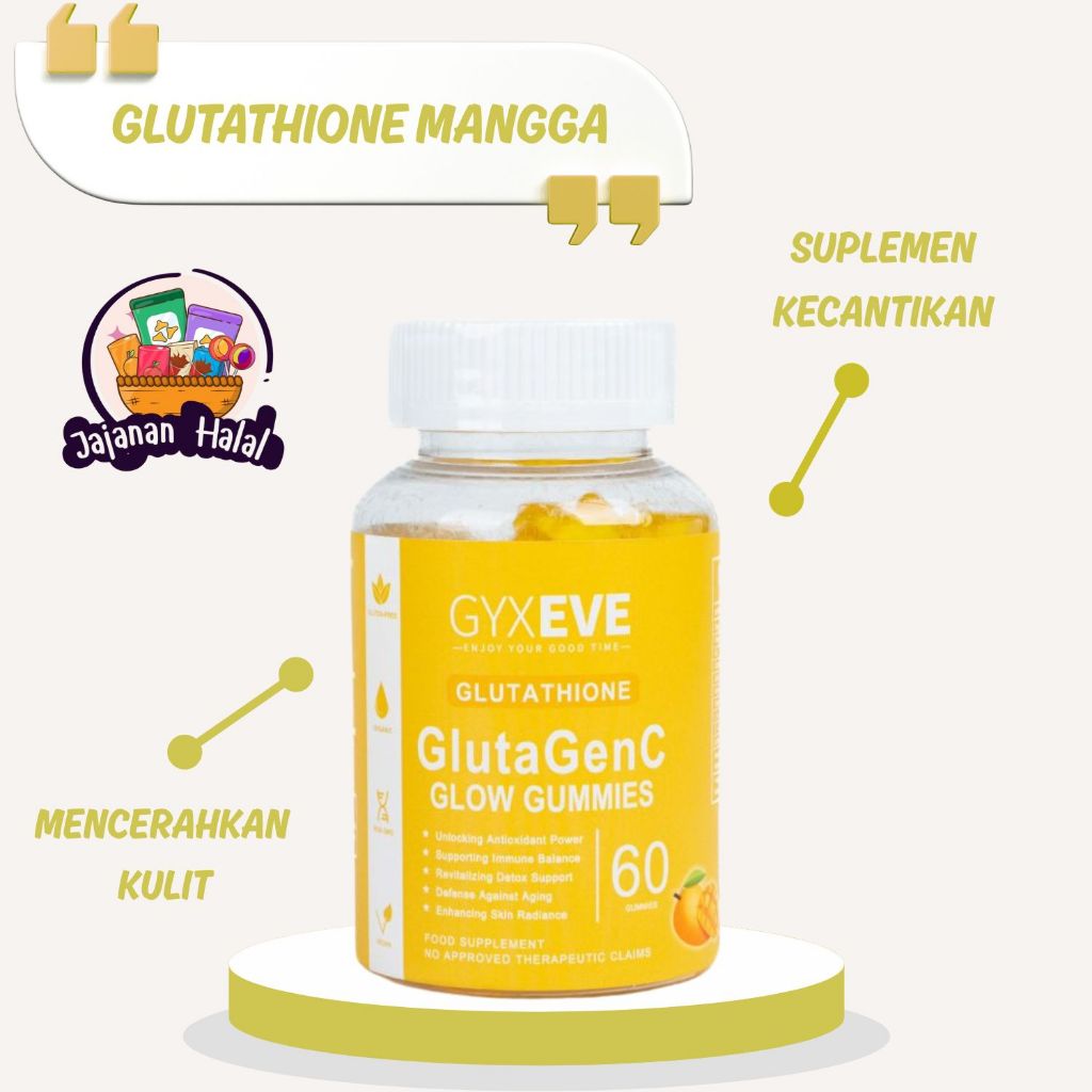 [ 100% HALAL ] Suplemen Kecantikan Glutathione Gummy Permen Gummy Rasa Mangga