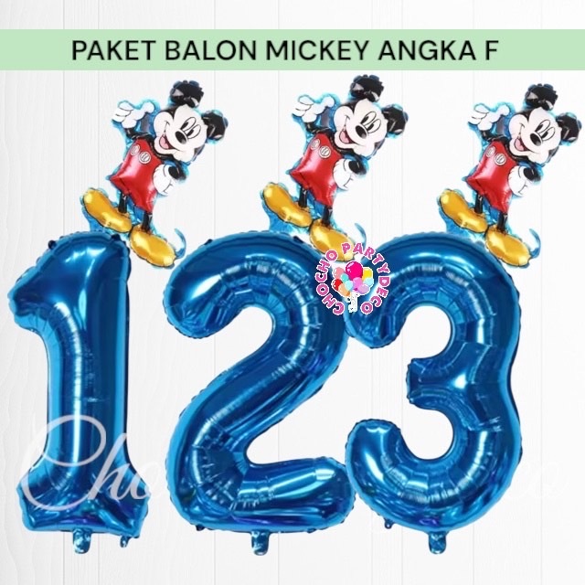Paket Balon MICKEY MOUSE Angka F / Dekorasi Ulang Tahun Mickey Mouse