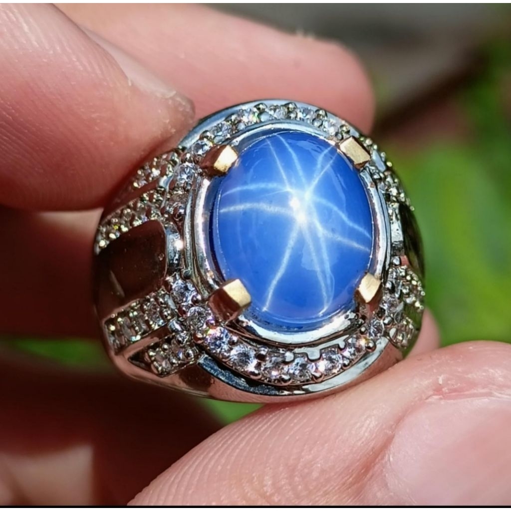 Cincin Pria Royal Blue Star Sapphire Top Quality