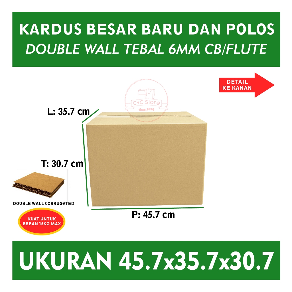 

Kardus Box Karton Polos 45.7x35.7x30x.7 Double Wall