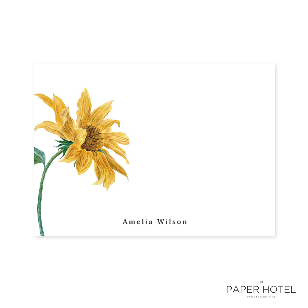 

1 Sided Notecard - Sun Flower (Personalized Initials/Name, 16 pcs)
