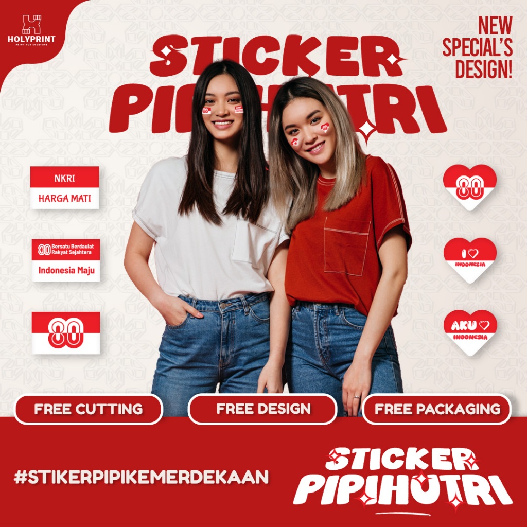 

20 Pcs / Pack Stiker Pipi Bendera Indonesia HUT RI 17 Agustus Free Cutting
