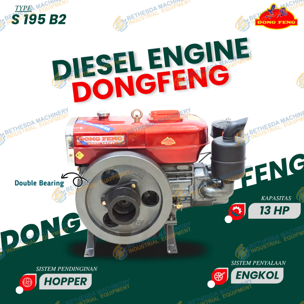 Diesel Engine Dong Feng 12 hp S195 B2 Di Mesin Penggerak 13 Pk