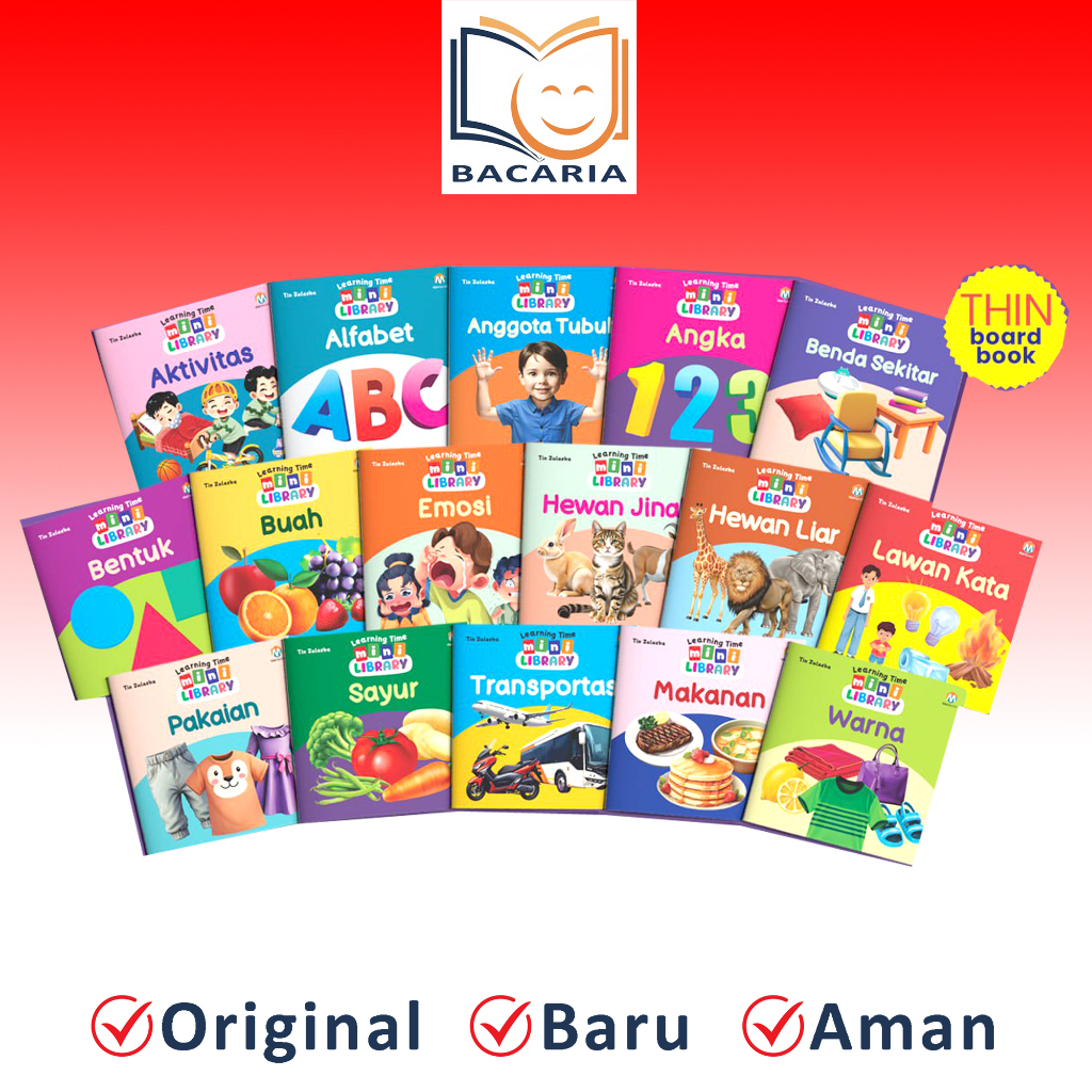 (Ziyadbooks) GROSIR Paket 16 Buku Learning Time Mini Library Anak Bayi 2t+ Thin Boardbook