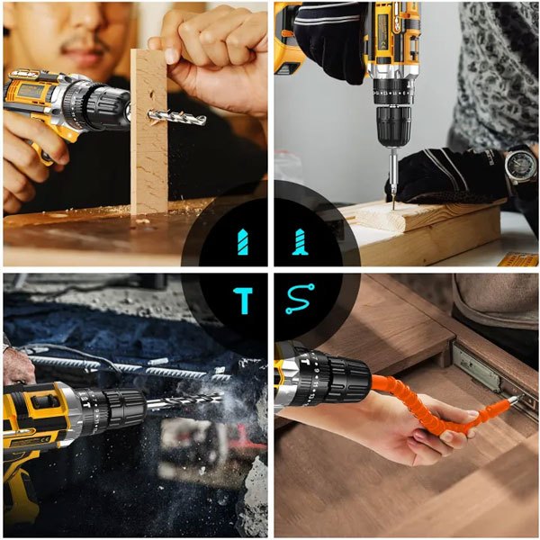 Uddjaya_ Dewalt Tanpa Kabel Bor Listrik 68V Lithium Baterai Bor Listrik Bor Dinding Rumah Tangga