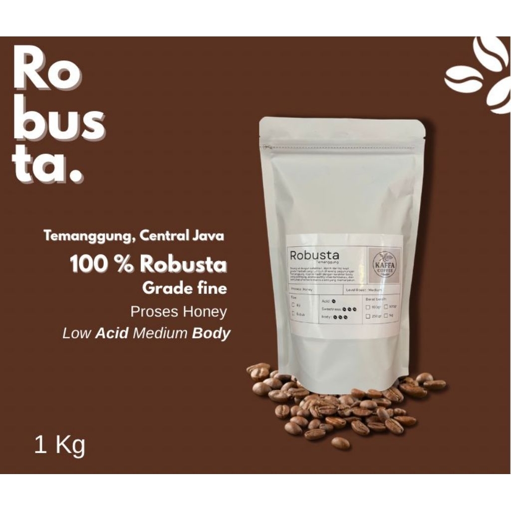 

Kopi Robusta Temanggung 1kg - Biji Sangrai (Roastbean) / Bubuk Kopi