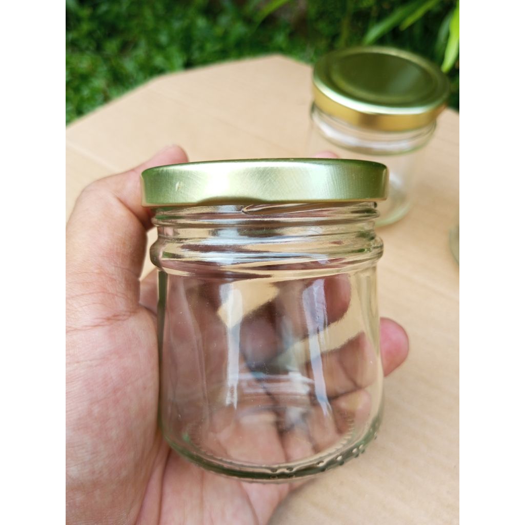 botol kaca jar 150ml tutup seng gold / toples kaca 150ml / toples sambal 150ml / toples bumbu 150ml