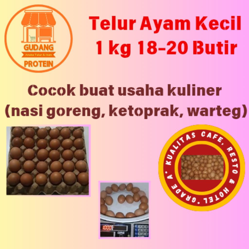 

Telur Ayam Negeri kecil super 1 kg isi 18-20 Butir