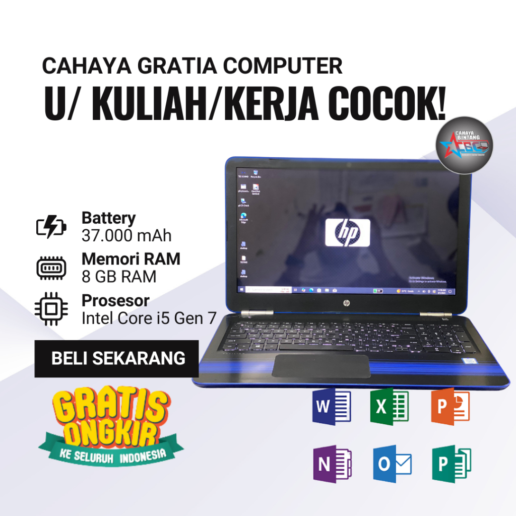 HP PAVILION NOTEBOOK CORE I5-7200U RAM 8GB  SSD 256GB 2.7GHz