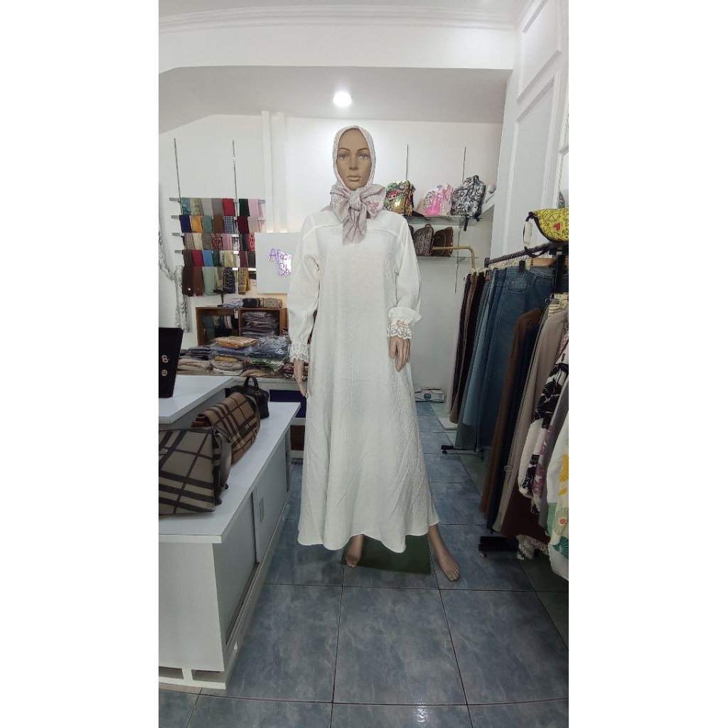 Gamis Putih mix Bordir by DnL Luxury