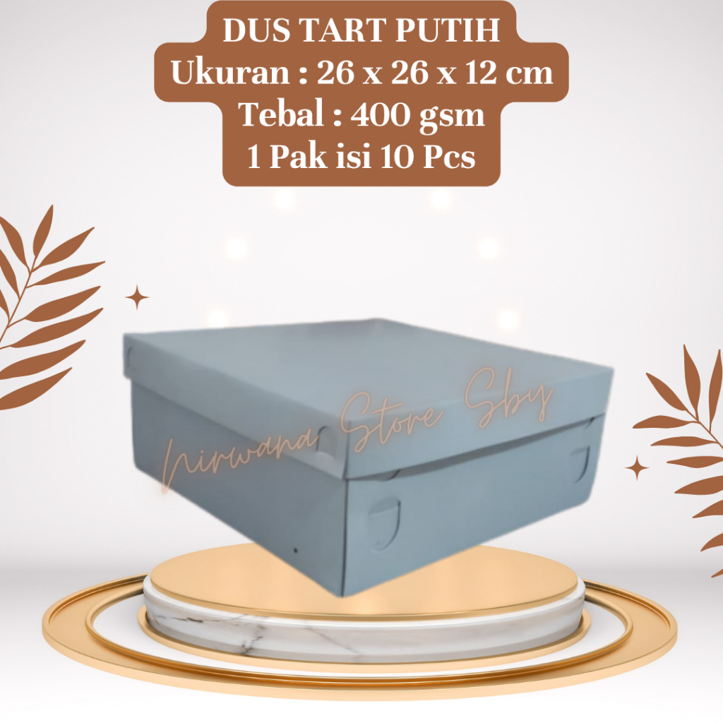 

(10 Pcs) Dus Tart Putih 26x26x12 / Dus Kue / Kotak Nasi / Box Kue