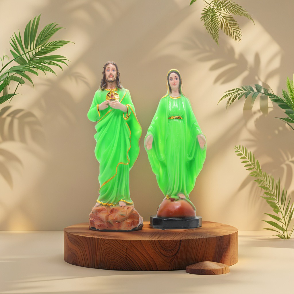 PATUNG YESUS - MARIA 20 CM FOSFOR (PAKET) - GLOW IN THE DARK / PATUNG KATOLIK / PATUNG BUNDA MARIA /