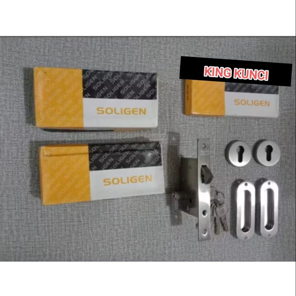 Kunci Sliding Soligen Stainless Kunci Pintu Geser Soligen Stainless + Silinder Kunci