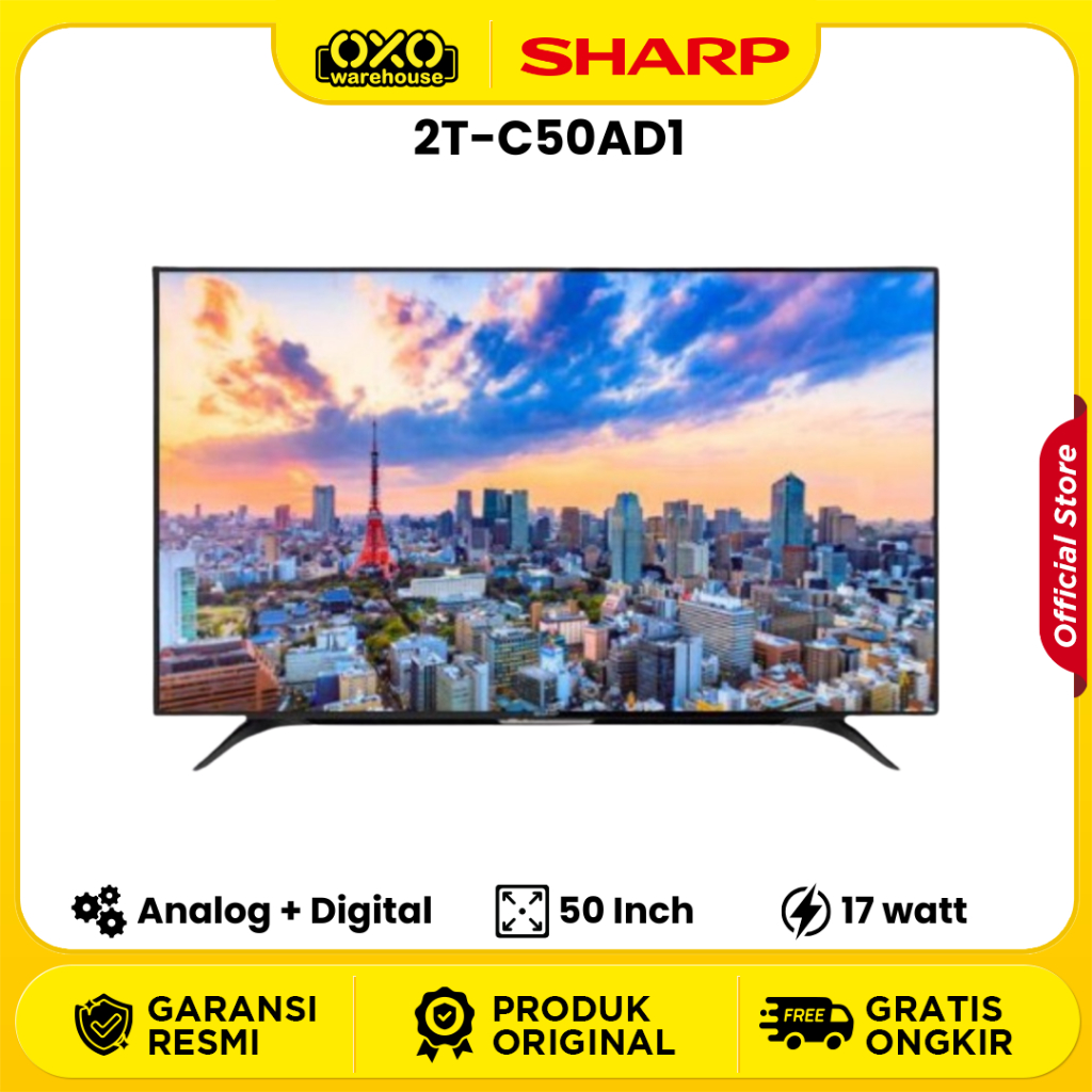 SHARP Aquos LED TV 50” FHD – 2T-C50AD1i Full HD & X2 Master Engine Low Watt Garansi Resmi