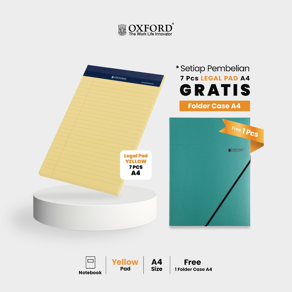 

Bundle Oxford Legal Pad A4 Kuning Isi 7 PCS + MAP Folder A4 - Notepad/Kertas Catatan Premium