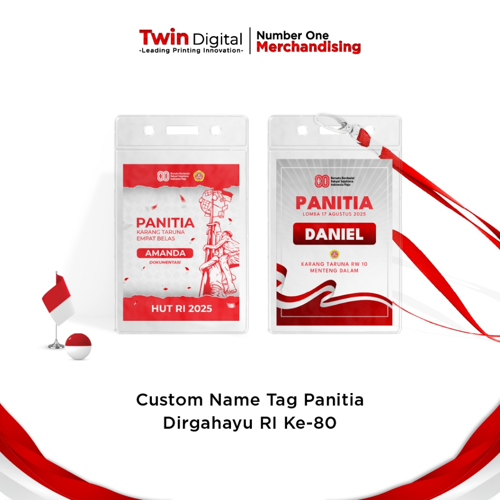 

Twindigital Name Tag Pack Panitia 17 Agustus Dirgahayu HUT RI - Tanda Pengenal Pengurus Kemerdekaan