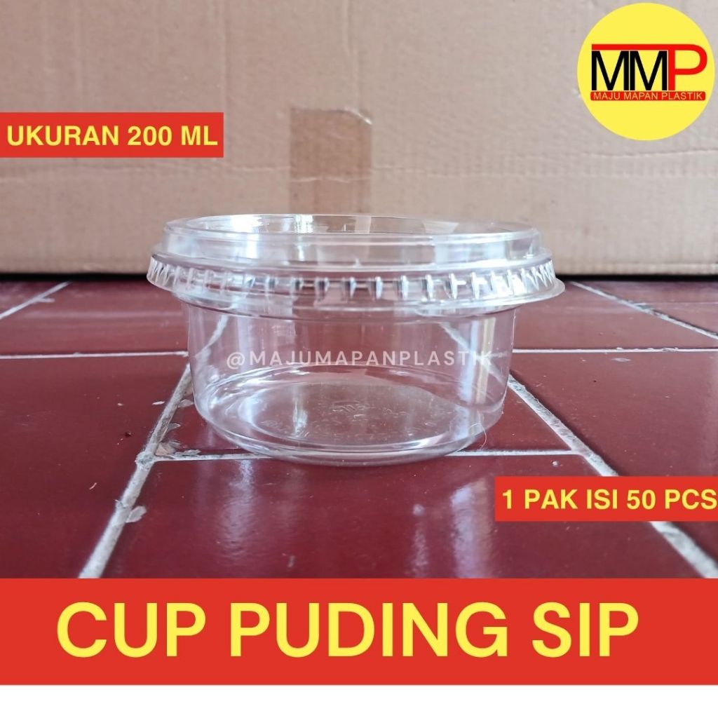 [50PCS] Cup Puding SIP 200 ml / Cup Pudding Puyo+Tutup SIP 200ML / Cup Dessert PET Bening Tebal