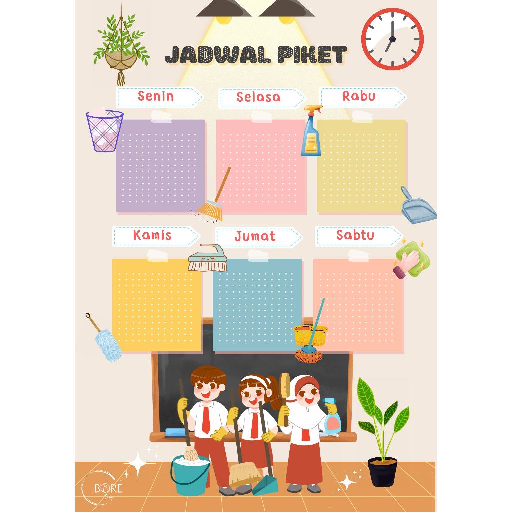 Poster Edukasi Anak Jadwal Piket