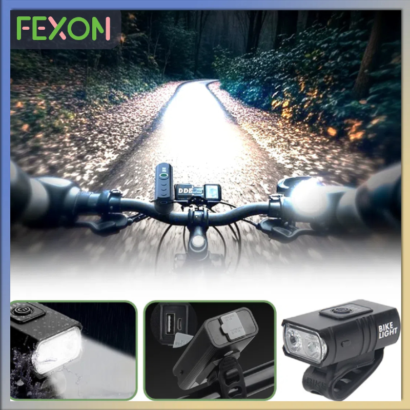 [COD] FEXON Lampu Sepeda / Lampu Depan Sepeda MTB / Lampu Cas USB / Tahan Air / Senter Sepeda Super 