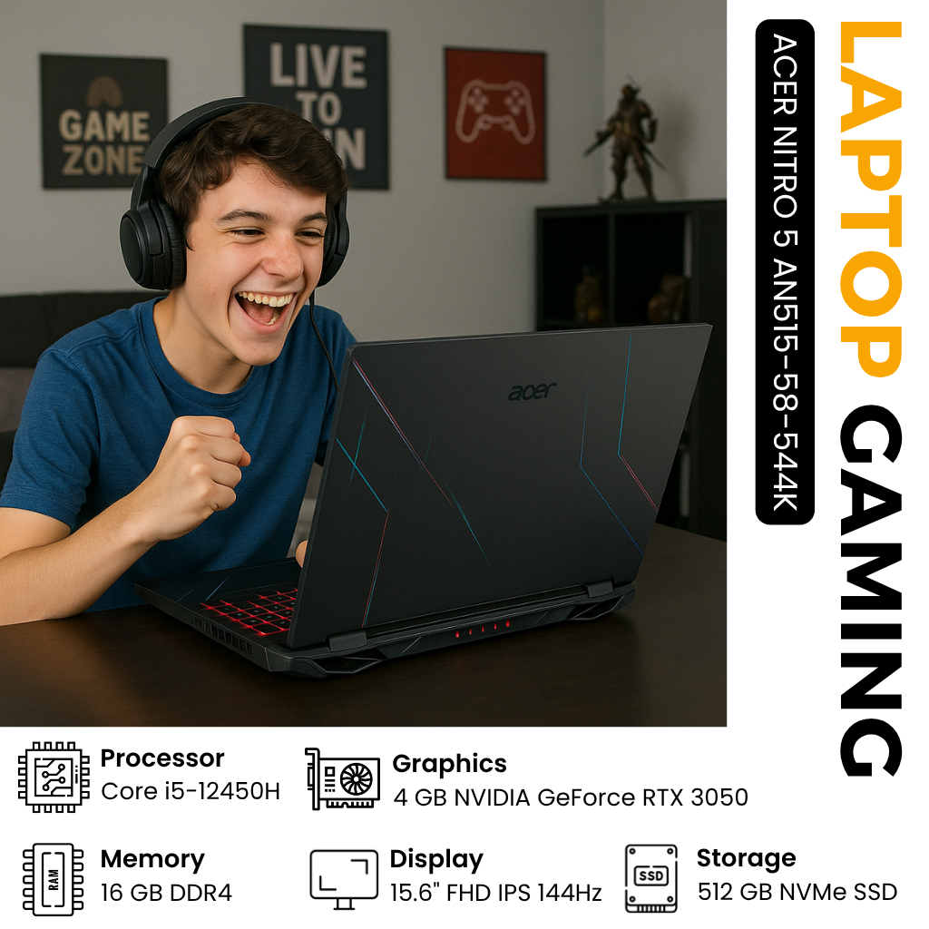 LAPTOP GAMING RTX 3050 LAPTOP Acer Nitro 5 AN515 ACER AN515-58-544K
